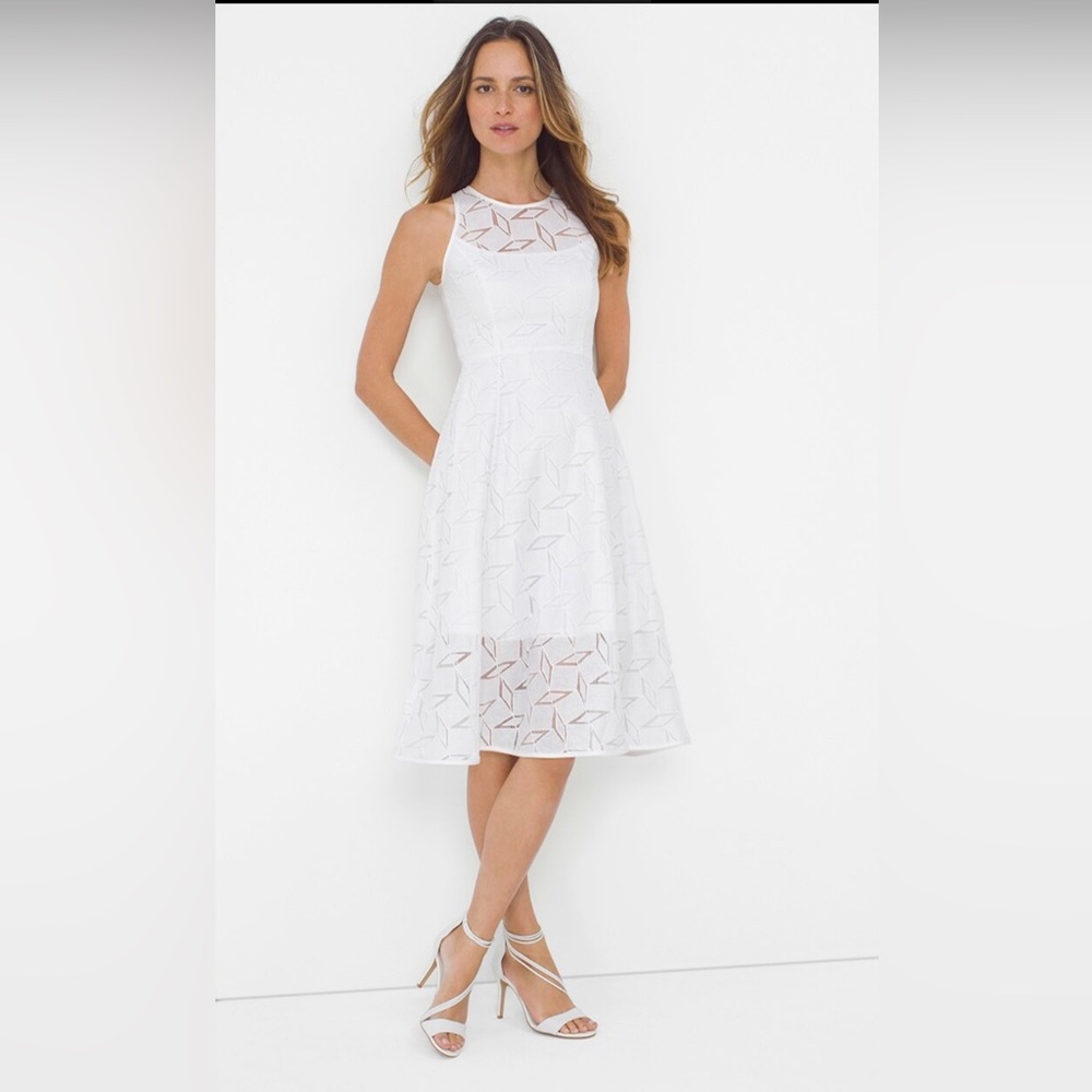 WHBM Geo Lace Fit-And-Flare Dress Sz 12